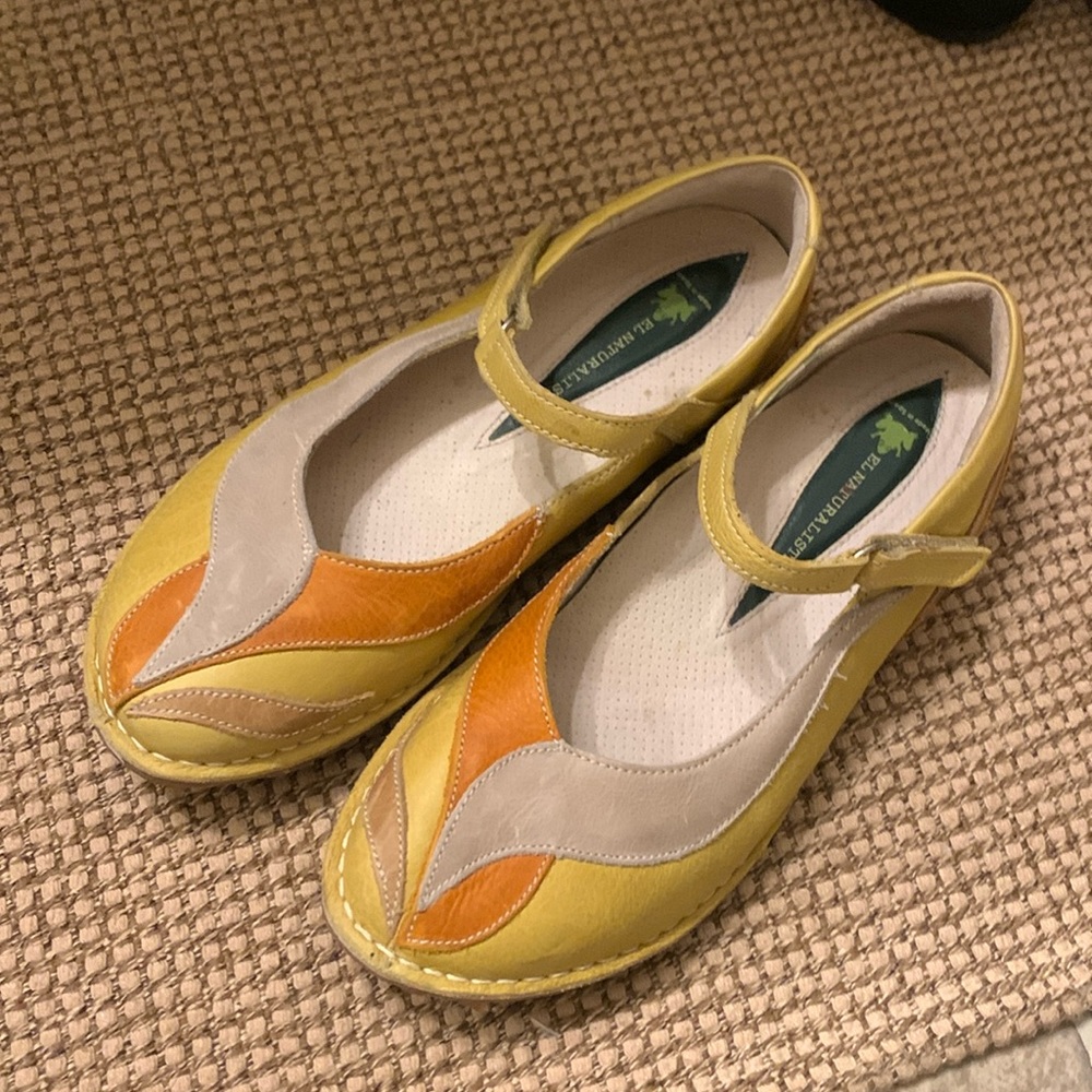 Yellow Mary Janes full leather